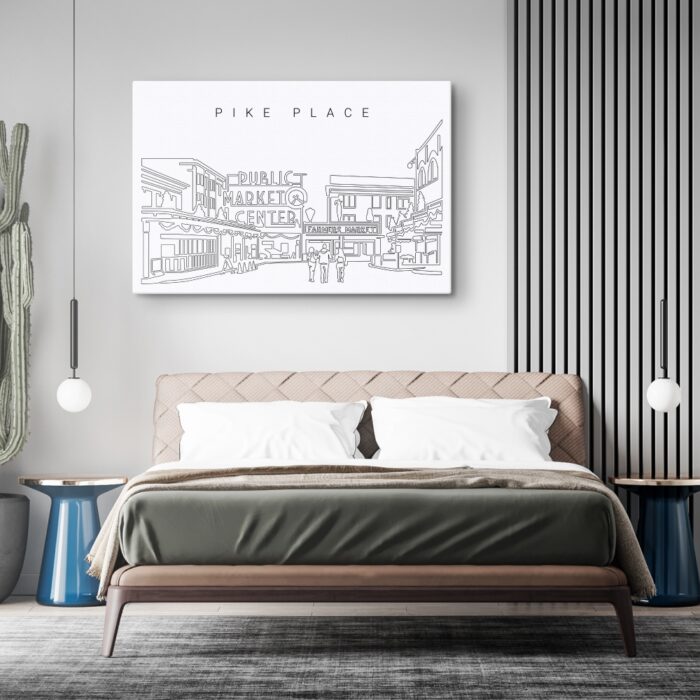 Pike Place Market Canvas Art Print - Bed Room