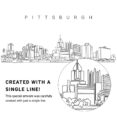 Pittsburgh City Vector Art - Single Line Art Detail