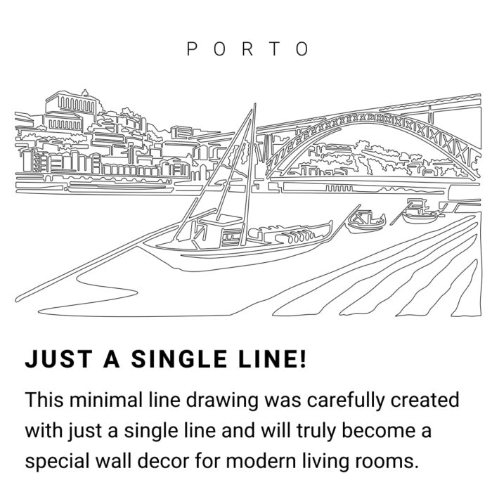 Porto Continuous Line Drawing Art Work