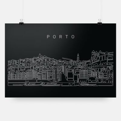 Porto Skyline Art Print - Dark
