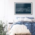Porto Skyline Art Print for Bed Room - Dark