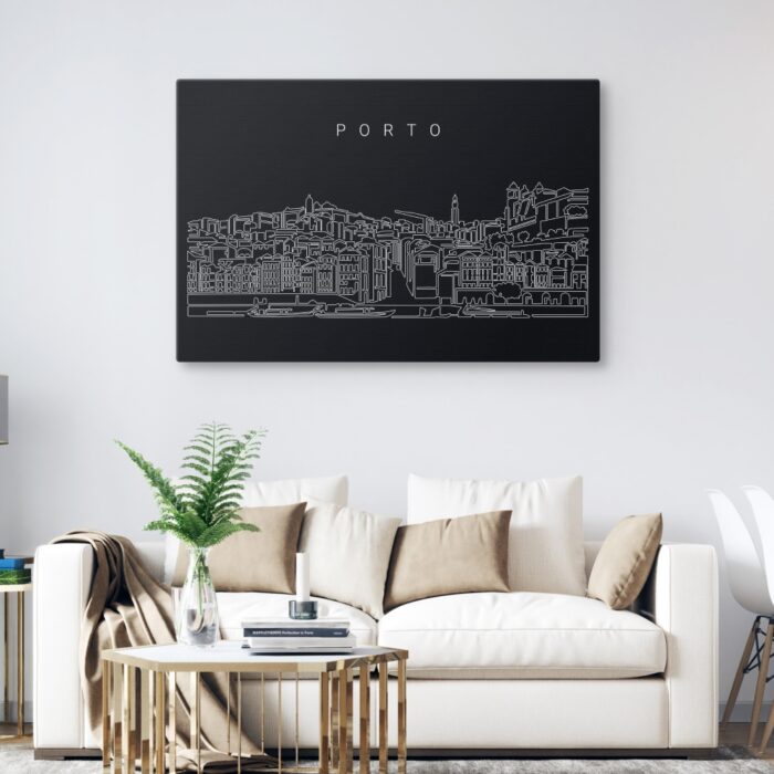 Porto Skyline Canvas Art Print - Living Room - Dark