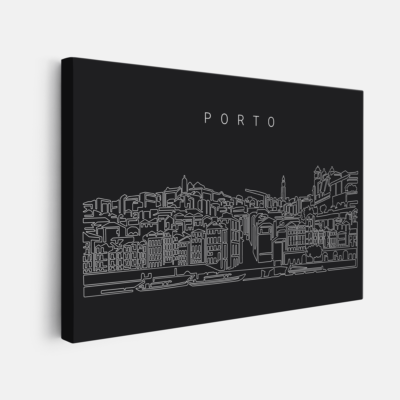 Porto Skyline Canvas Wall Art - Dark