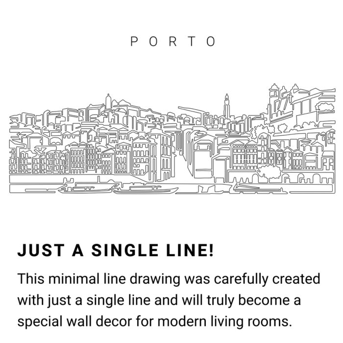 Porto Skyline Continuous Line Drawing Art Work