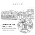 Porto Skyline Vector Art - Single Line Art Detail
