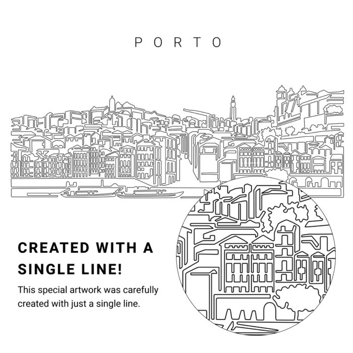 Porto Skyline Vector Art - Single Line Art Detail