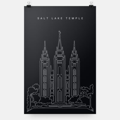 Salt Lake Temple Art Print - Portrait - Dark