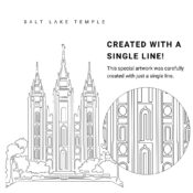 Salt Lake Temple Vector Art - Single Line Art Detail - Portrait