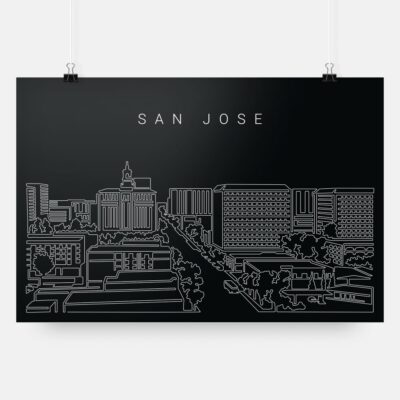 San Jose Skyline Art Print - Dark