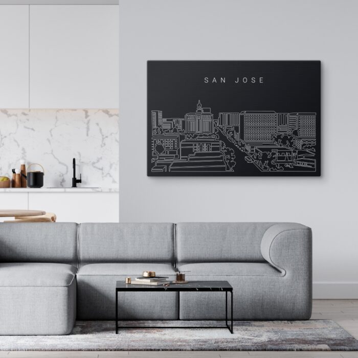 San Jose Skyline Canvas Art Print - Living Room - Dark
