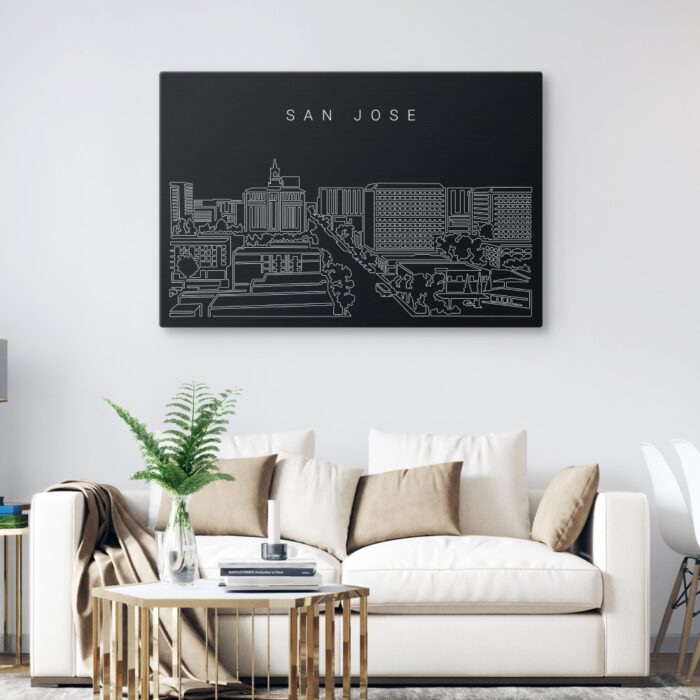 San Jose Skyline Canvas Wall Art - Living Room - Dark