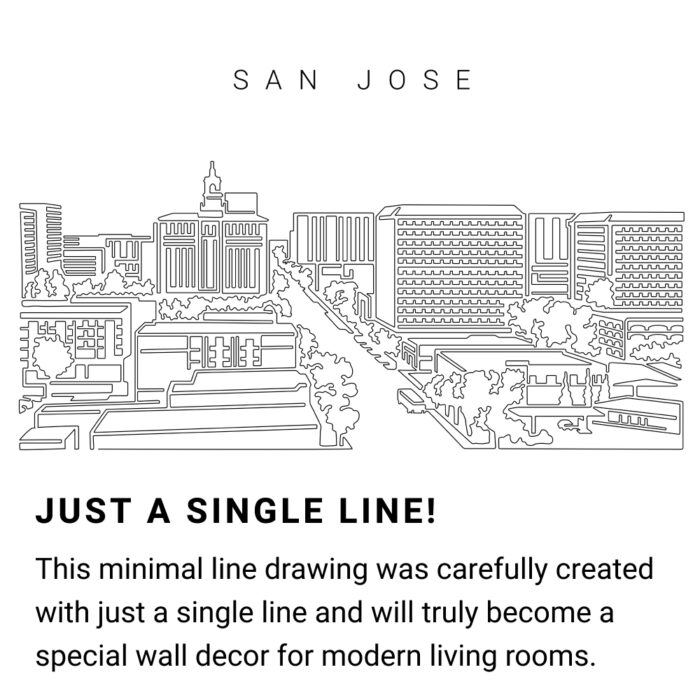 San Jose Skyline Continuous Line Drawing Art Work