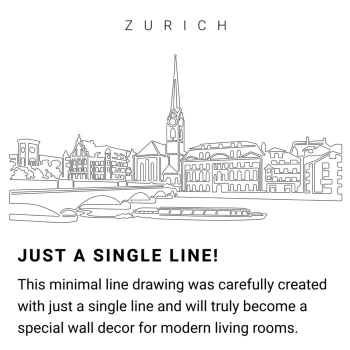Zurich Continuous Line Drawing Art Work