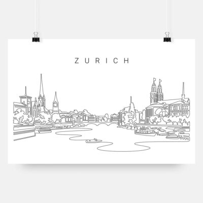 Zurich Skyline Art Print Black and white
