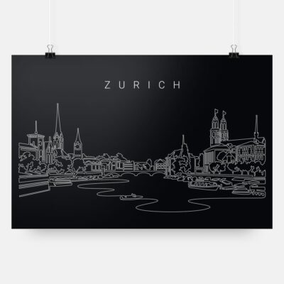 Zurich Skyline Art Print - Dark