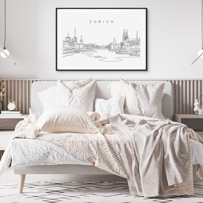 Zurich Skyline Art Print for Bedroom