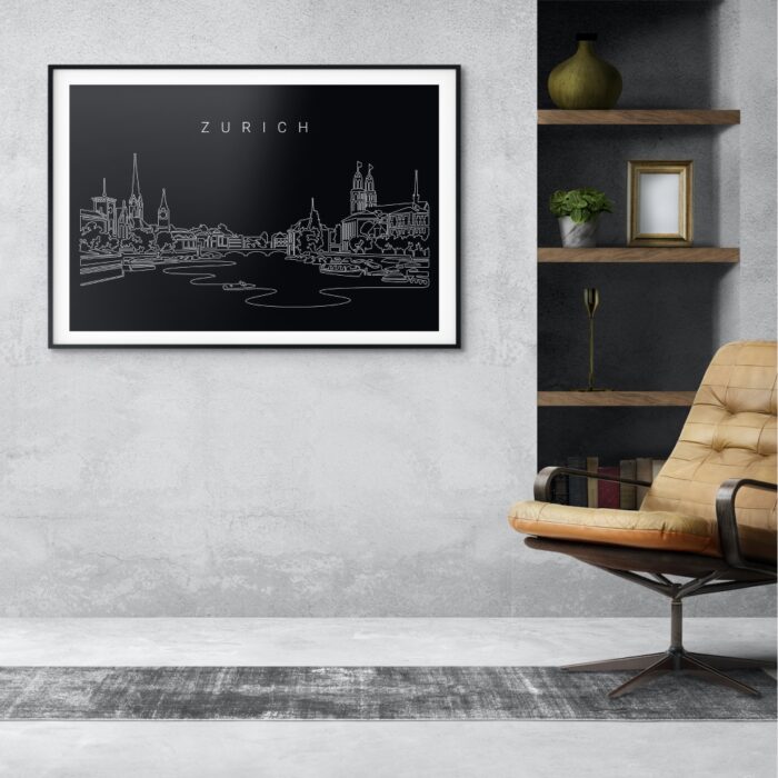 Zurich Skyline Art Print for Office - Dark