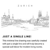 Zurich Skyline Continuous Line Drawing Art Work