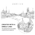 Zurich Skyline Vector Art - Single Line Art Detail