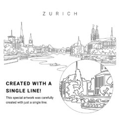 Zurich Skyline Vector Art - Single Line Art Detail