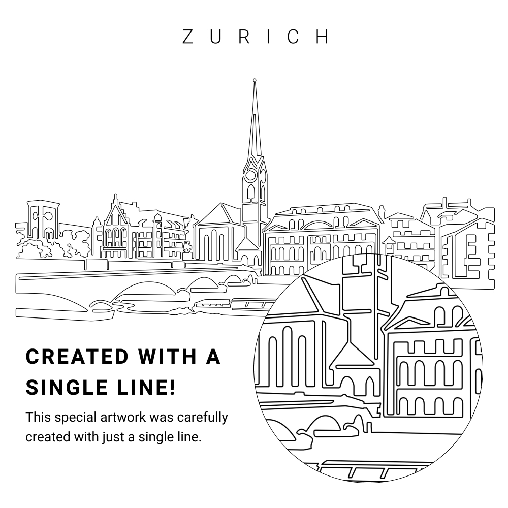 Zurich Vector Art - Single Line Art Detail