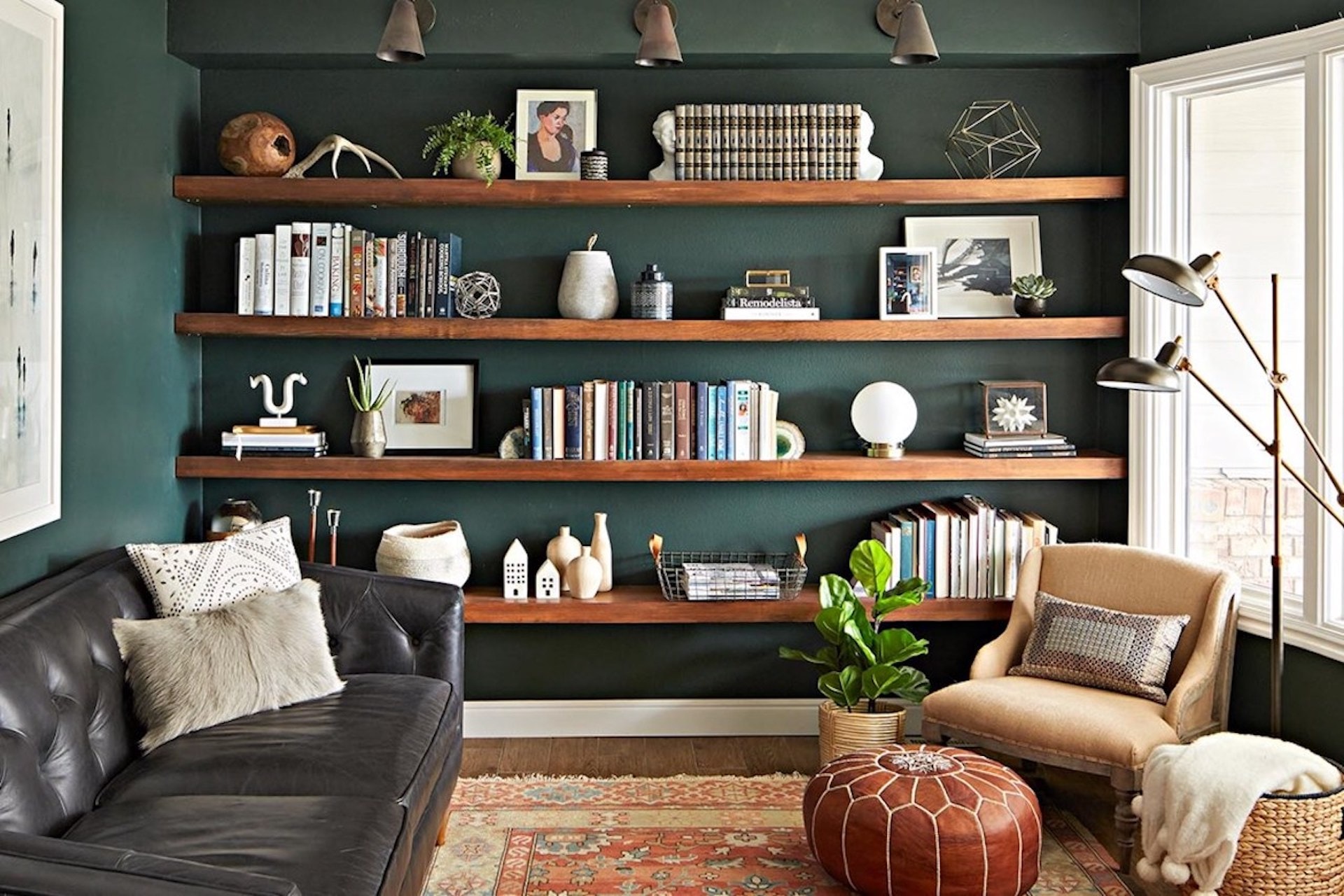 how to style a bookcase living room theme