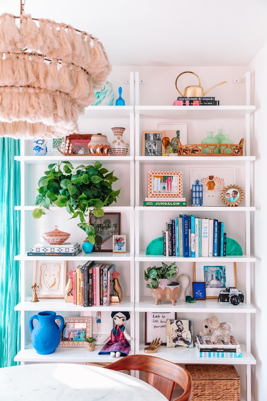how to style a bookcase mixed media