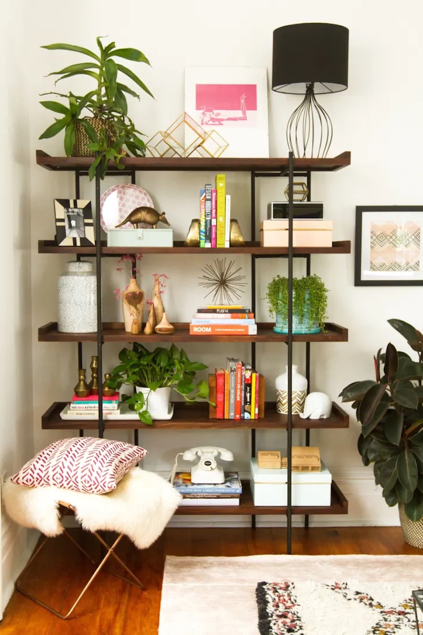 how to style a bookcase plants