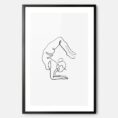 Framed Yoga Art Print with Female in Scorpion pose - Portrait
