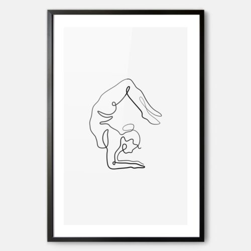 Yoga Pose Line Art - Framed Art Print - Portrait