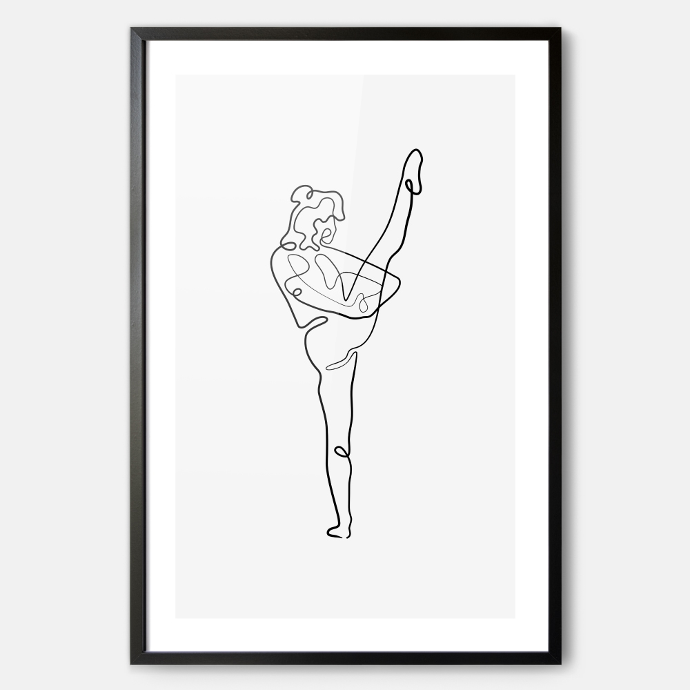 Framed Yoga Art Print with female in Bird of Paradise pose - Portrait