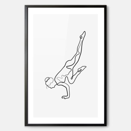 Scorpion Variation Yoga Pose Line Art - Framed Wall Art - Portrait