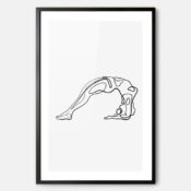 Framed Yoga Art Print with female in Upward Facing Two-Foot Staff Pose - Portrait