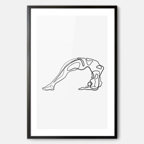 Upward Facing Two-Foot Staff Yoga Pose Line Art - Framed Wall Art - Portrait