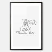 Framed Yoga Pose Line Art Print with female in Praying Mantis Pose - Portrait