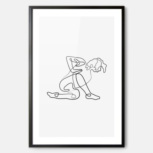 Praying Mantis Yoga Pose Line Art - Framed Wall Art - Portrait