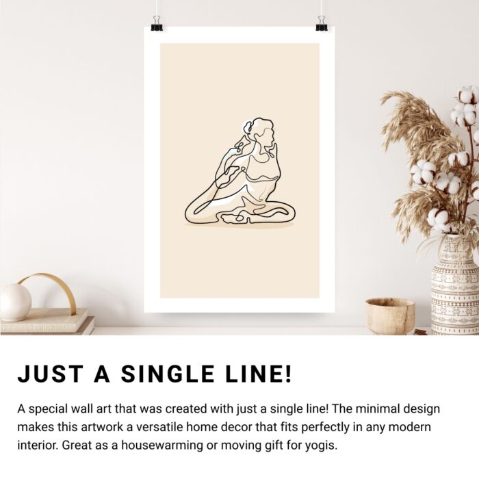 King Pigeon Yoga Pose Single Line Art Drawing - Portrait