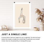 One Legged Bridge Yoga Pose Single Line Art Drawing - Portrait