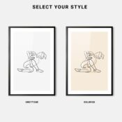 Praying Mantis Yoga Pose Line Art - Framed Art Print - Color Style
