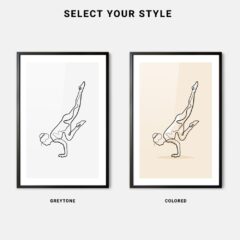 Scorpion variation Yoga Pose Line Art - Framed Art Print - Color Style