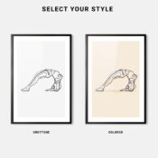 Upward Facing Two-Foot Staff Yoga Pose Line Art - Framed Art Print - Color Style