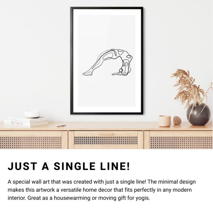 Upward Facing Two-Foot Staff Yoga Pose Single Line Art - Framed Poster - Portrait
