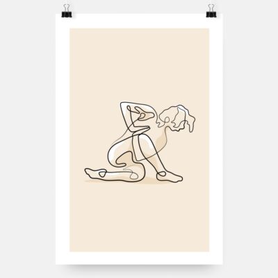 Yoga Art Print with Praying Mantis - Colored - Portrait