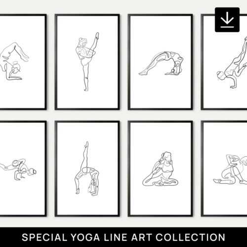 Yoga Pose Line Art Collection - Digital Download