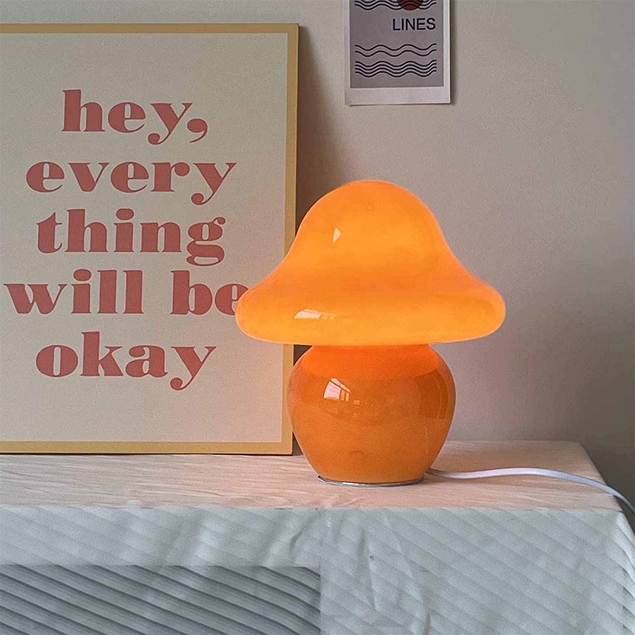 cozy autumn decor orange mushroom lamp