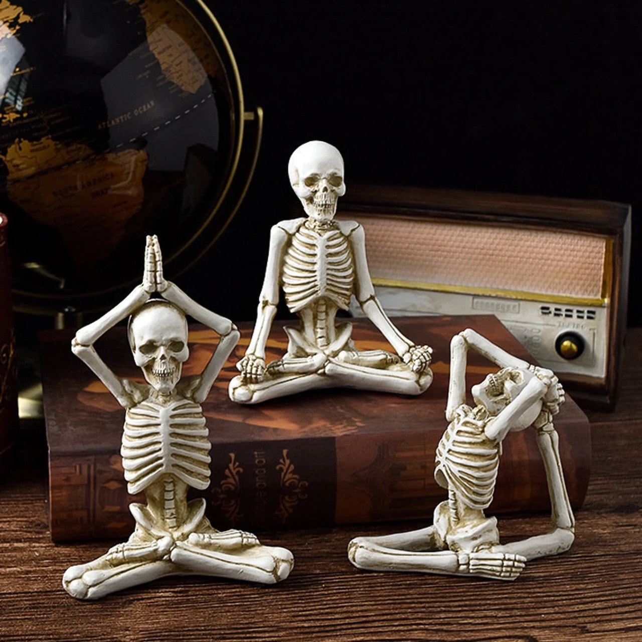 modern halloween decorations yoga poses skeletons