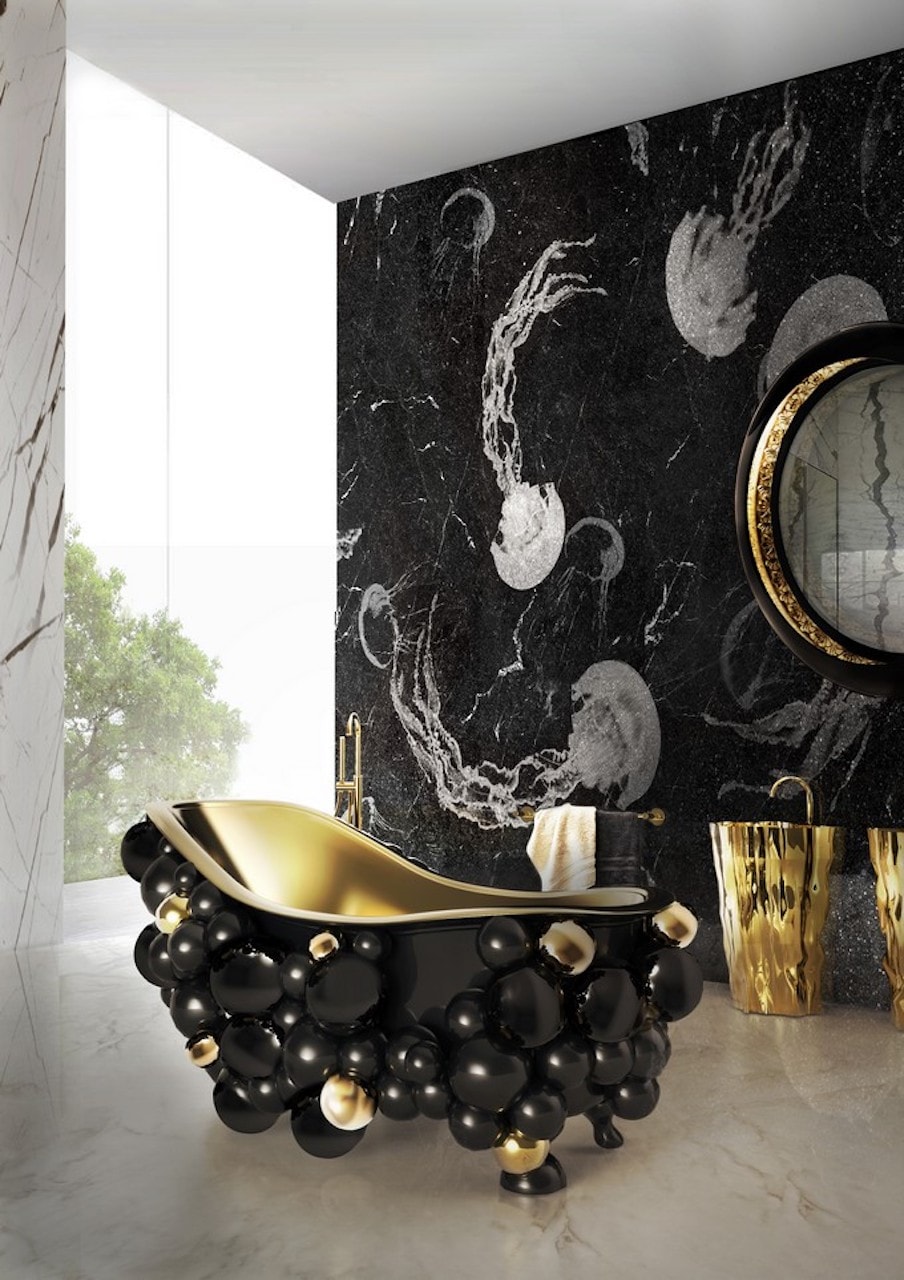 art deco bathroom interior design bold black claw bathtub