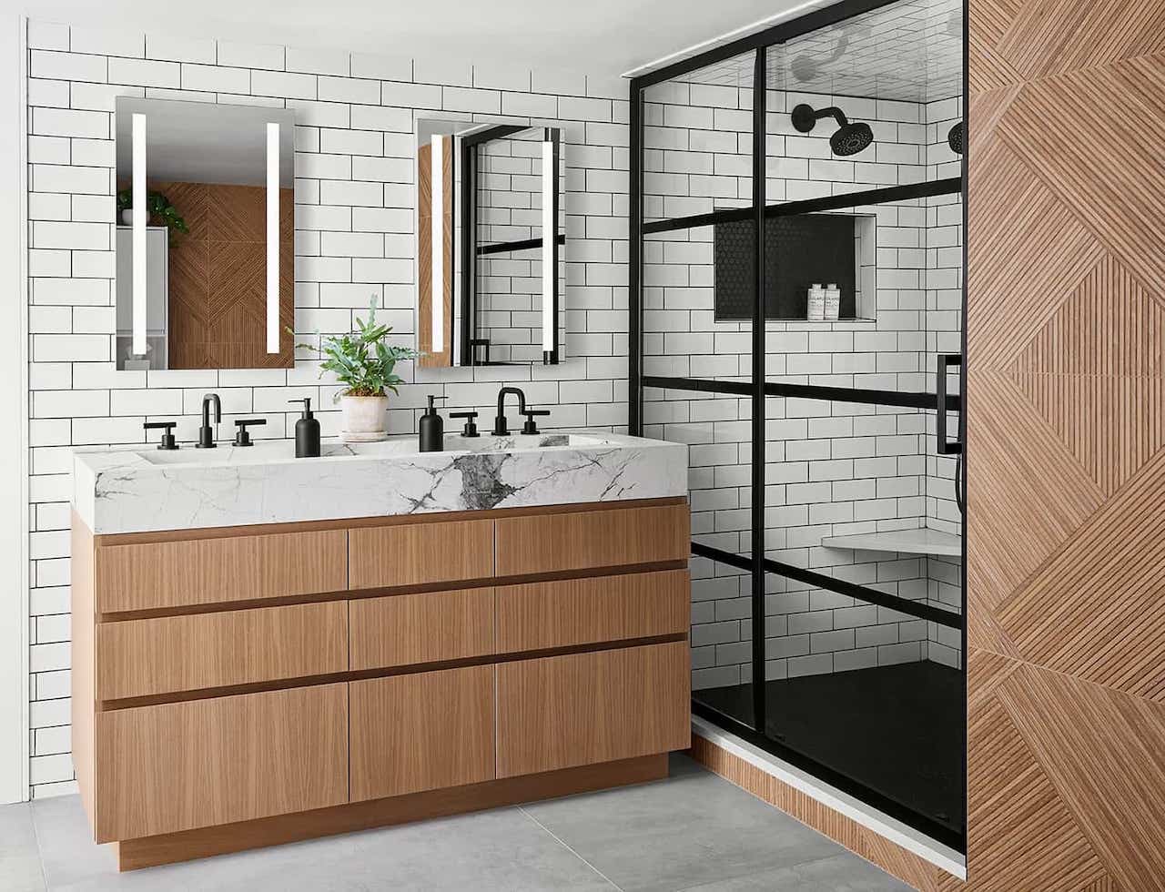japandi design style bathroom vanity tiles