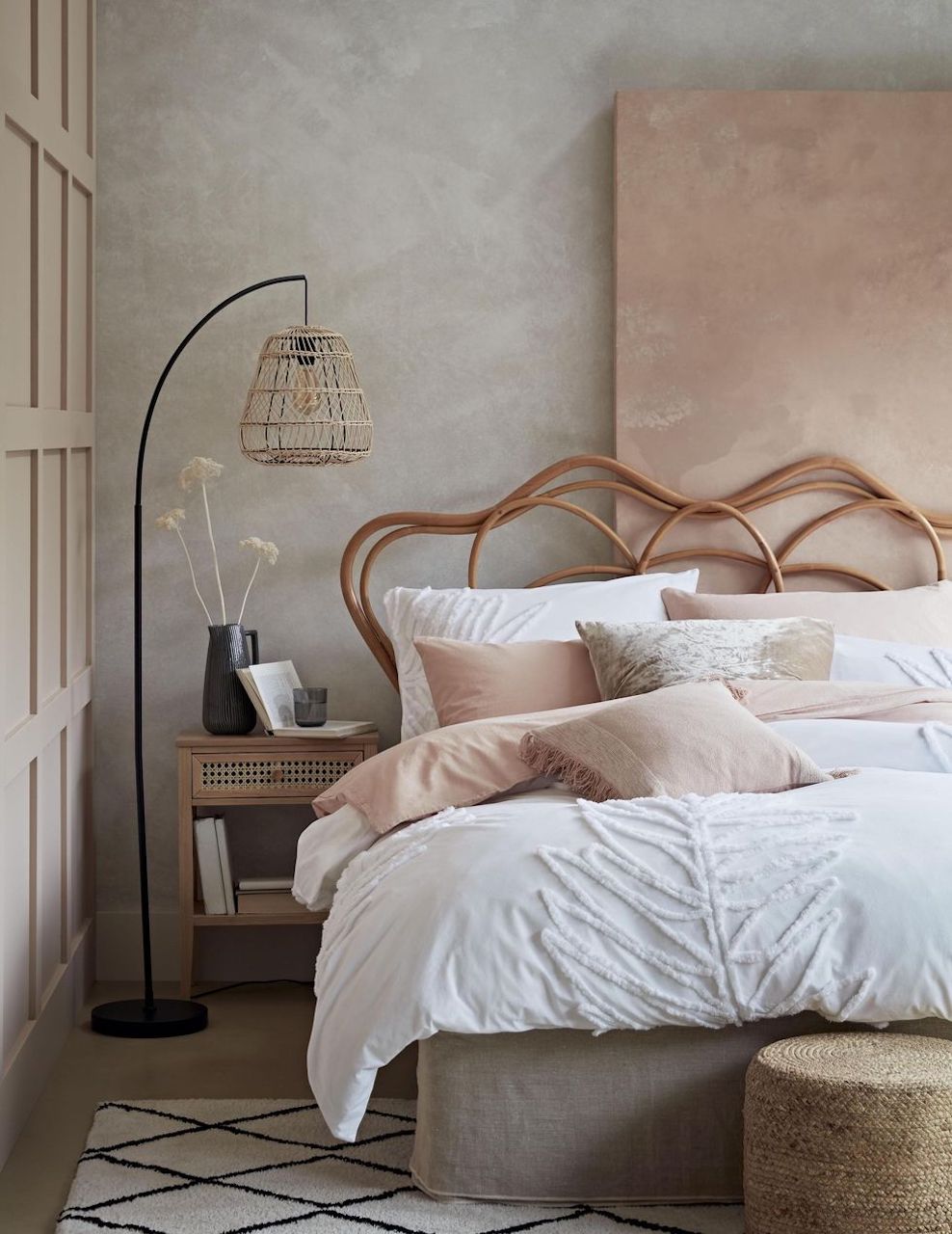 japandi design style bedroom bed lamp