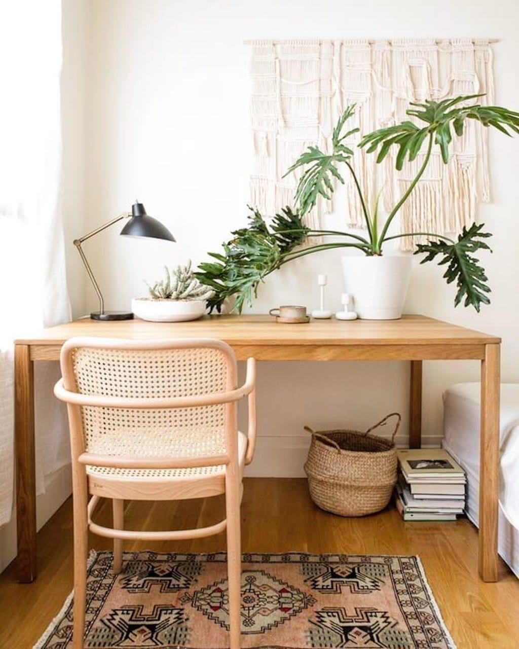 japandi design style desk plants